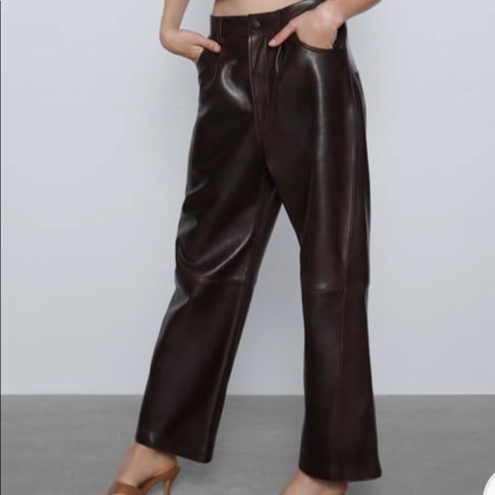 Zara straight legs leather pants